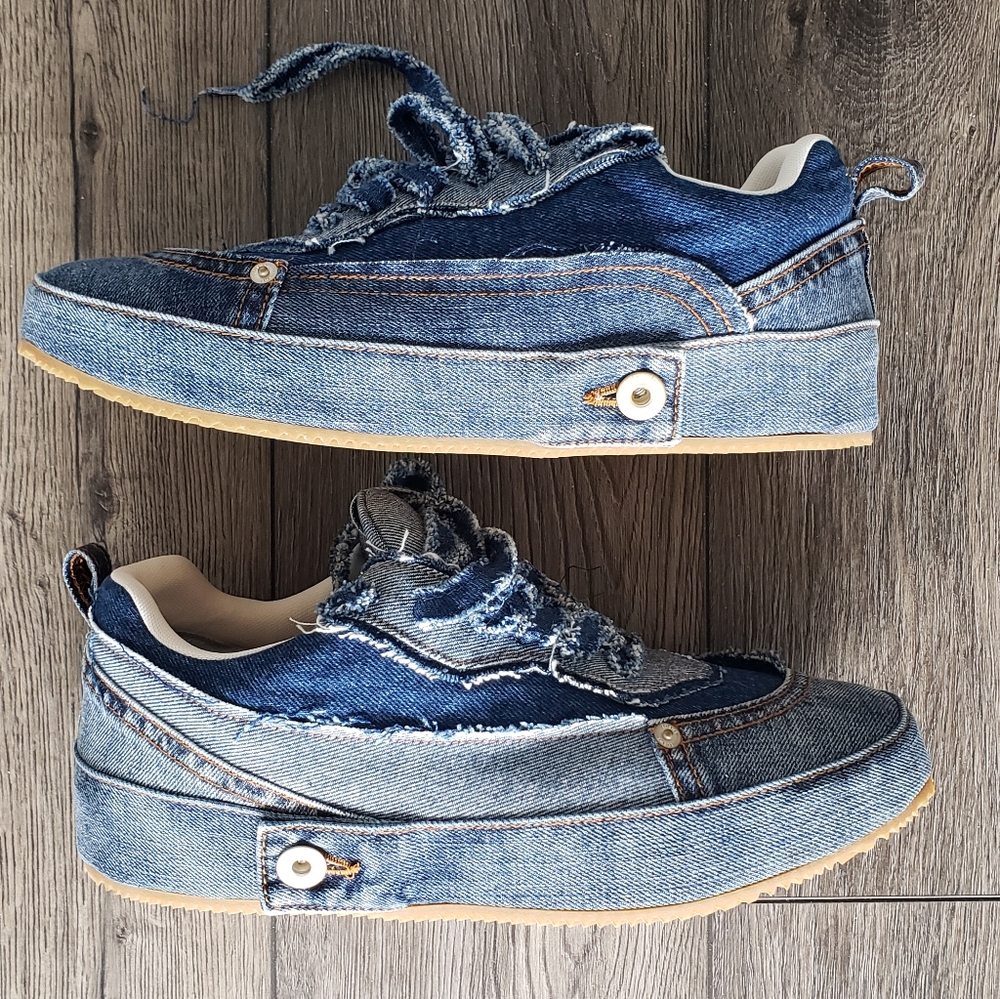 LOEWE Men's Deconstructed Denim Low-Top Sneakers | Brand New with Box